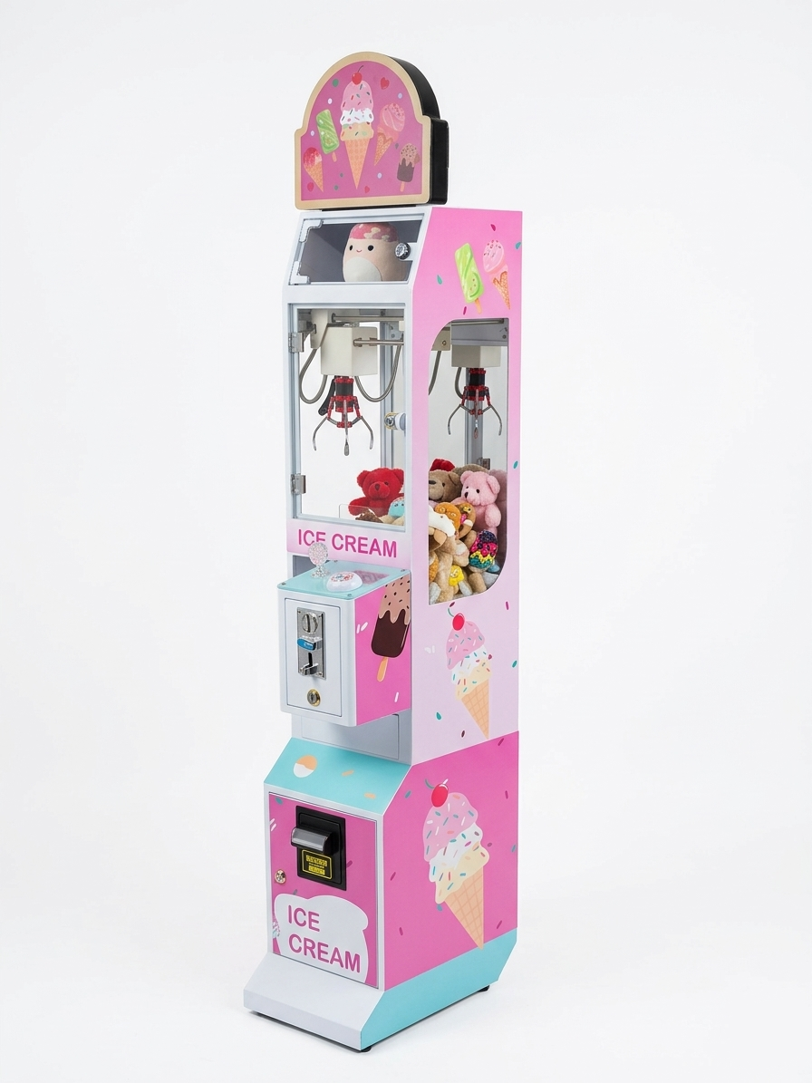 Ice Cream claw machine, right side view showing ice cream artwork