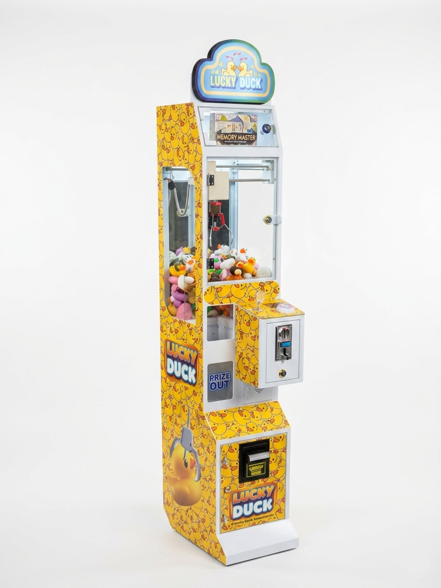Lucky Ducks theme claw machine with rubber duck graphics